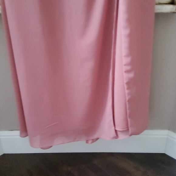 After Six Women's One-Shoulder Chiffon Gown with Thigh High Slit Desert Rose - Picture 5 of 8